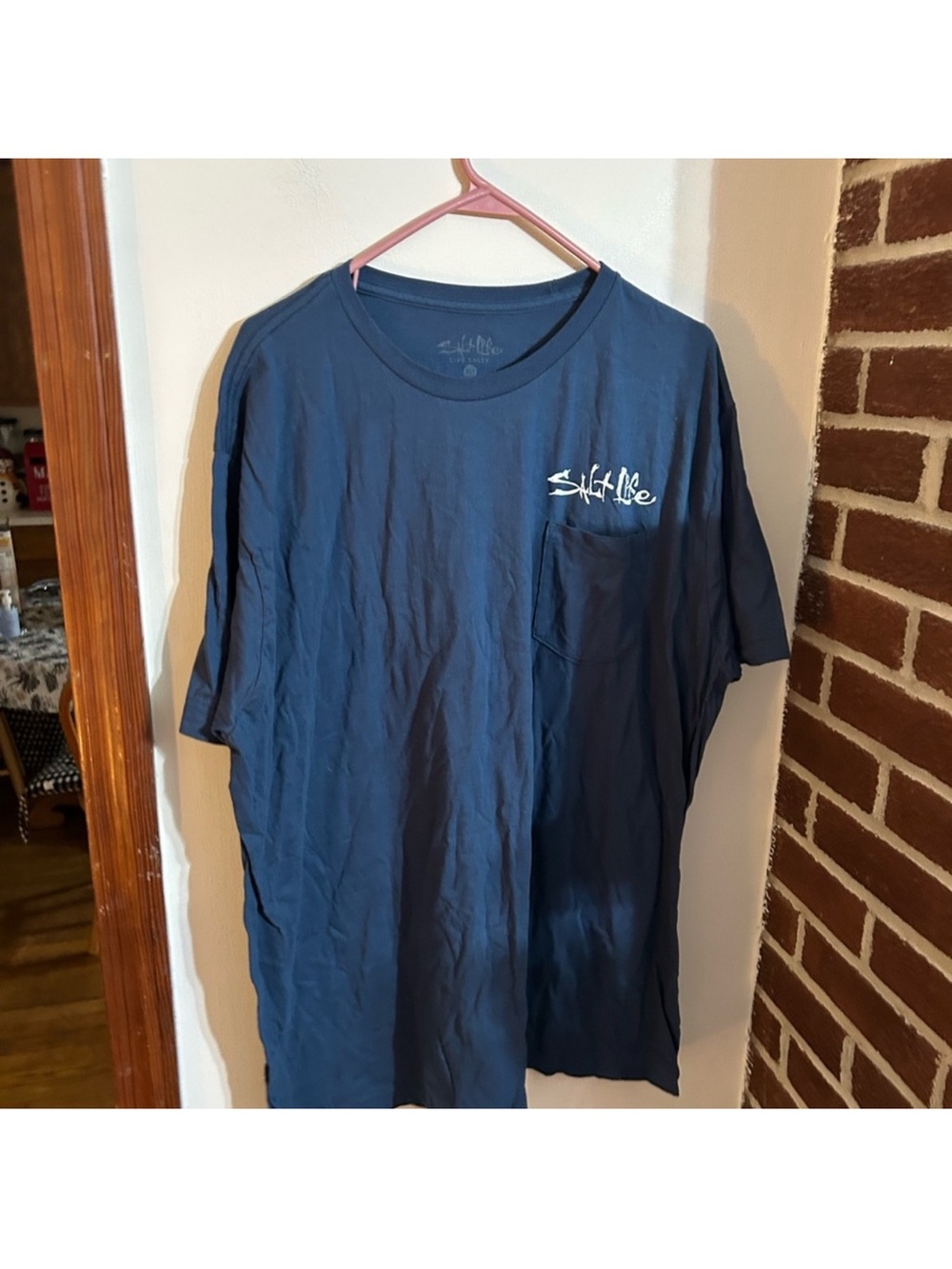 NWT Salt Life Size XLT Navy Short Sleeve Pocket Tee with White Logo